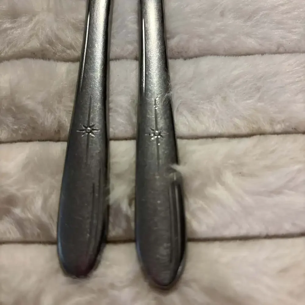 Pair of 2 Vintage Oneida Twin Star Stainless Dinner Knives 8.25